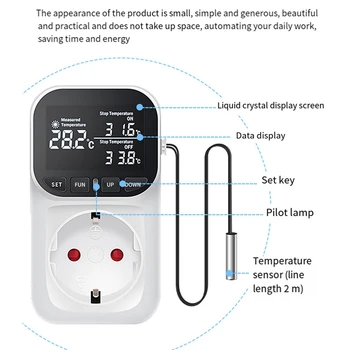 1 KOM. Digitalni regulator temperature, tajmer termostata za gmazova za dom, тепличной akvakulture EU Plug