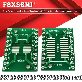 10шт SOP20 SSOP20 TSSOP20 na DIP20 Pinboard SMD NA DIP Izmjenični 0,65 mm/1,27 mm-2,54 mm DIP Pin Naknada za Prijenos pcb