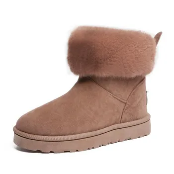 2023 Zimske Tople Booties za žene, australski cipele ravnim cipelama s okruglim vrhom, ženske gumene klasične Zimske cipele na nisku platformu