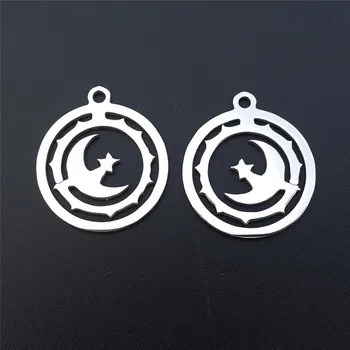 5 Komada Privjesci u obliku Zvijezde i Mjesec, Komponente ovjesa od nehrđajućeg čelika Za izradu ogrlice Svojim rukama, nakit i pribor