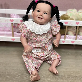 50 CM Emilia Reborn Baby Doll Slatka Djevojčica S Korijenima Crne Kose Realno Obojena Meka Na Dodir Igračka Reborn Baby Doll Muñecas Reborn