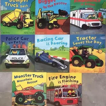 8 Knjiga / Set Busy Wheels Bager Vatrogasna Utrka Traktora Hitna Pomoć Engleska Knjiga Sa Slikama Dječak Djeca Znanje Obrazovanje