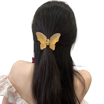 Akrilni nokat leptiri za kosu za djevojčice, elegantna čvrsta slatka Mat kopče za kosu za djevojčice i žene s gustom kosom