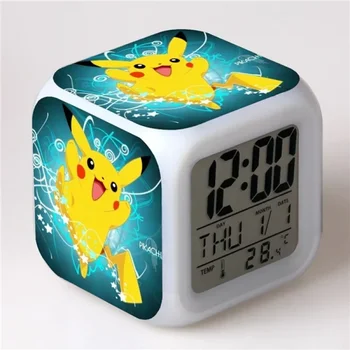 Anime Pokemon Pikachu Led svjetlećih alarmi za uređenje dječje spavaće sobe, dječji digitalni svjetlosni alarm, dar za dekor stola