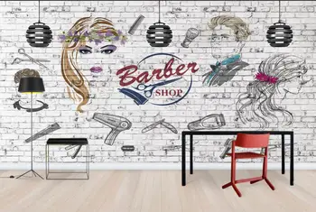 Beibehang Prilagođene ličnosti desktop salon za uljepšavanje frizerski salon pozadina zida brijač papel de parede 3d desktop