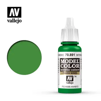 Boja Akrilna Vallejo Acrylic Paint Španjolska AV 70891 074 Srednje-zelena Ekološki Čista akrilna boja za ruke na bazi vode 17 ml