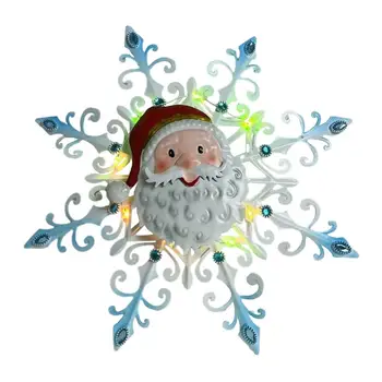 Božićni ukras za božićno drvce, Privjesak u obliku pahuljica Djeda Mraza, Sjajna metalna znak za Božićno drvce, Zid, Prozor, Kamin, Vrata