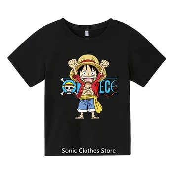 Cijeli majica, dječja odjeća, Dječja majica od čistog pamuka, strme svakodnevne ljetne majice sa slikom anime, t-shirt s Luffy za dječake i djevojčice, vanjska odjeća
