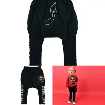 Dječje hlače 2023, jesensko-zimski butik modne marke dječje odjeće od crne ultra čistog pamuka, lažni dvije duge hlače