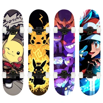 Dječji четырехколесный Skateboard Pokemon Ash Ketchum Pikachu 6-12 Godina Profesionalni Skuter Za Početnike s Dvostrukim Перекосом