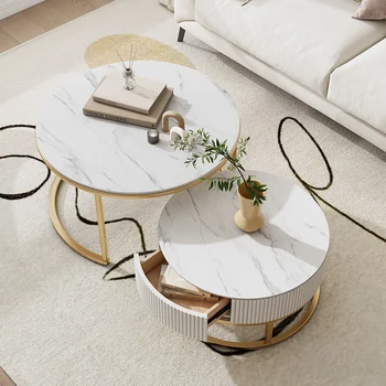 Dnevni boravak dizajn Moderan stol Luksuz skandinavske hodnika Putujući okrugli trpezarijski stolovi Jednostavnost Stolik Kawowy Namještaj za dom DWH