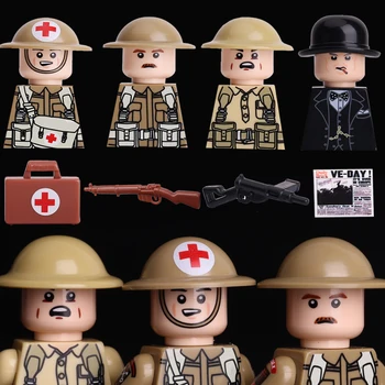 Gradivni blokovi Britanske vojske Drugog svjetskog rata, figurice vojnika, Ratnika Privatnom pješačke divizije, Vojno oružje, Cigle za pištolja, Igračke za djecu