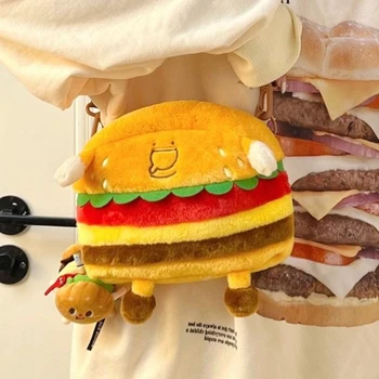 Japanski Slatka мультяшный hamburger, torba-instant messenger velikog kapaciteta, ženska torba, Кавайная torba za jelo, torba za pohranu, torbice, torbe