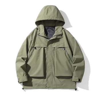 Japanski ulični jakne Klasična muška monotono jakna Демисезонное kaput s kapuljačom Osnovna ветровка munje odjeća Unisex