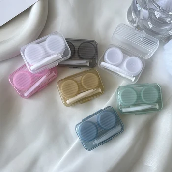 Kutijice za kontaktne leće Macaron Color za djevojčice, ljubičasta torbica za kontaktne leće sa silikonskim пинцетами, mini-ručni mjenjač