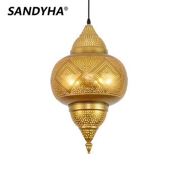 Led luster SANDYHA iz Jugoistočne Azije, klasicni viseće svjetiljke za blagovanje, kafić, restoran, bar, kućni dekor, Zlatno bilo koji otvoreni položaj rasvjeta