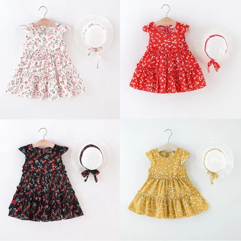 Ljetna haljina za djevojčice 2023, Nova Linija, Suknja Princeza s okruglog izreza i Fragmentirane Cvijet, Pogodna za Odjeću za djecu od 0-3 godine