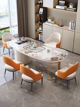 Luksuzna kamena ploča na balkonu, moderna jednostavna kombinacija uredski kućnog tea stol i stolice