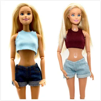 Lutkarska odjeća Nove traper kratke hlače bez rukava dužine 30 cm 1/6, pribor za svakodnevno nošenje odjeće za lutke Barbie
