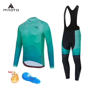 MILOTO Pro Team Zima termo-runo odjeća za biciklizma, muški трикотажный odijelo sa dugim rukavima, ulica biciklistička odjeća za MTB, bibs