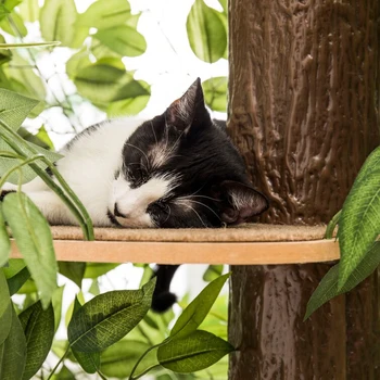 Mačji stablo s lišćem veliki kvadratni apartman za mačića drvo za aktivan odmor mačja okvir za penjanje mačja toranj