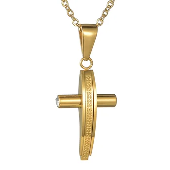 Modni ogrlica sa privjesak u obliku Križa Krista od nehrđajućeg čelika s lancem od kristala, vjerske nakit Veleprodaja