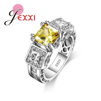 Modni prsten od 925 sterling srebra za žene, žuto-bijele Svadbene Vjenčano prstenje, Nakit nakit