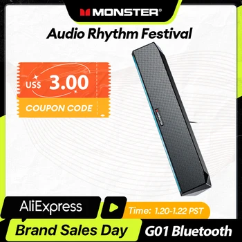 Monster G01 Bluetooth 5.2 Bežični Zvučnik 4 Jedinice Subwoofer Zvučnik BT/AUX Dvostruki Režim Za Igre, Filmove Prijenosni Boombox