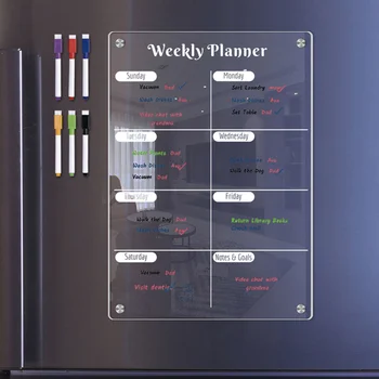 Odbor za tjedni planiranja hladnjaka Bijela ploča akril raspored Dnevni planiranje kuhinja frižider magnetski francuski