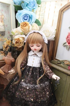 Odjeća za lutke BJD pogodan za veličine 1/3 1/4 1/6 tamno smeđa haljina s cvjetnim uzorkom shasa pribor za lutke