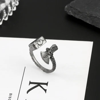 Podesiv prsten Marvel Thor's Hammer u vintage stilu, Moderan Pojedinim prsten s Мьельниром, nakit, rekvizite za косплея, Igračke, pokloni za djecu