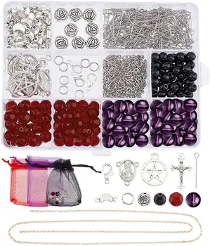 Set za izradu ogrlice od perli 486шт, Katolički Krunice, Set za izradu ogrlice, Tibetanski Križ, Raspelo, Privjesak u obliku Zvijezde i Mjeseca