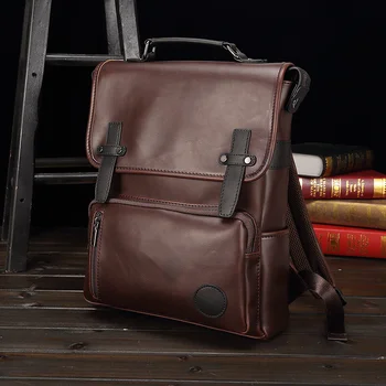 Starinski flip-muški ruksak Moderan studentski školski ruksak od umjetne kože, ruksak za putovanja velikog kapaciteta, muške casual torba za laptop