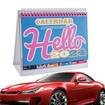 Stolni Kalendar, Stolni kalendar za 2024 godine, Mali Stolni kalendar s informacijama o blagdanima, Elegantan i lijep za kuće, vozila, škole, radne površine