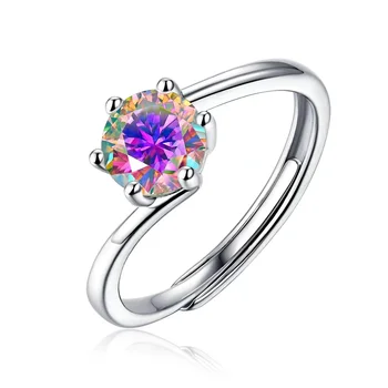 Vjenčano prstenje sa dijamantima iz муассанита D-boje sa prirodnim dijamantom 1 karat, Mijenjanje veličine za žene, vjenčano prstenje od srebra S925 Uzorka, Fin nakit