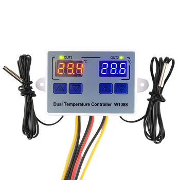 W1088 Dual led digitalni senzor temperature, kontroler električnog grijača termostata DC12V/24V AC110-220V Akvariju termostat