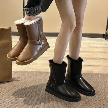 Zimske kratke pliš ženske cipele na platformu, novo 2023 godine, vodootporan нескользящие ženske zimske čizme, svakodnevne modne ženske kratke čizme-bačvice