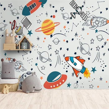 beibehang Prilagođene Svemirski Astronaut Raketa Planet Satelitske pozadina za Dječje Sobe TV Pozadina zidno slikarstvo home dekor Pozadine