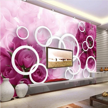 beibehang jecati encomenda de parede papel de parede zidne de adesivos fantasia de em 3D roxo rosas pano de fundo pintura decorati