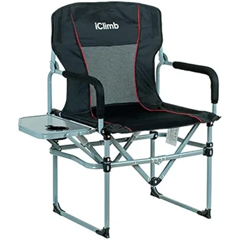 iClimb heavy duty Kompaktan Sklopivi mrežica stolica za kampiranje s приставным stolom i ručka