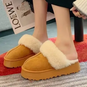 Ženski luksuzni Krzna papuče na ravne cipele, Novo zime 2023, Dizajnerske cipele na platformu ženske zimske cipele na visoku petu cipele, sandale Zapatos De Mujer